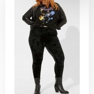 Torrid Black Crushed Velvet Leggings Elastic Waistband Pockets Sz 4/ 4X